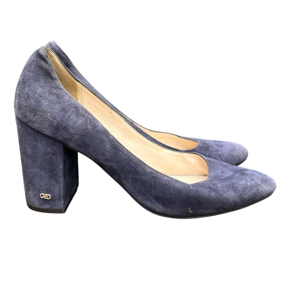 WOMEN’S COLE HAAN BLUE SUEDE KARENA BLOCK HEELS PUMPS - SIZE 7.5 - Picture 1 of 9